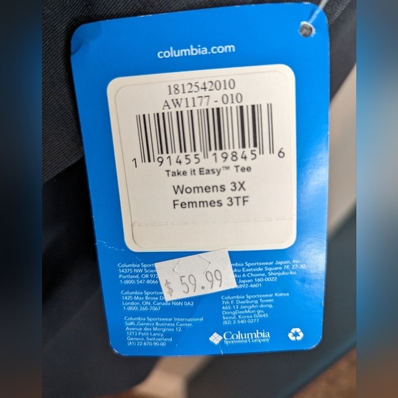 NWT 3x COLUMBIA Women's take it easy black athletic tee, plus size - Picture 2 of 7